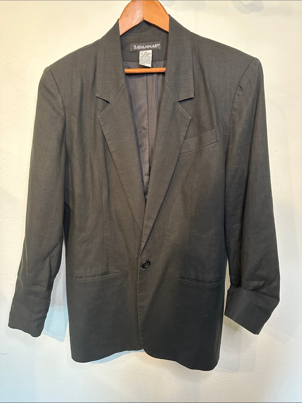 VTG Savannah Black Linen-Cotton Blazer